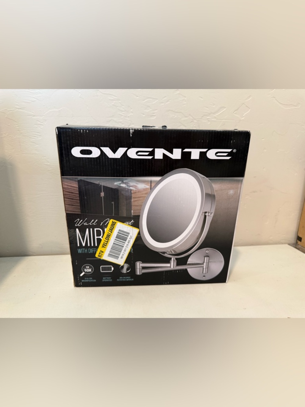 Ovente Double Sided Wall Mount Led Makeup Mirror Nickel Brush Finish MFW70BR New
